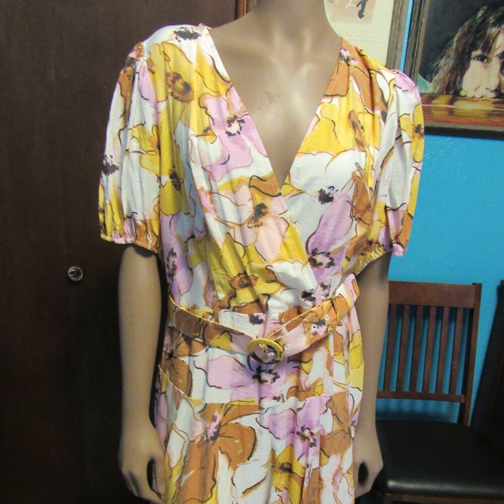 Women's Multi Color Floral Nine West Dress Knee Length XL